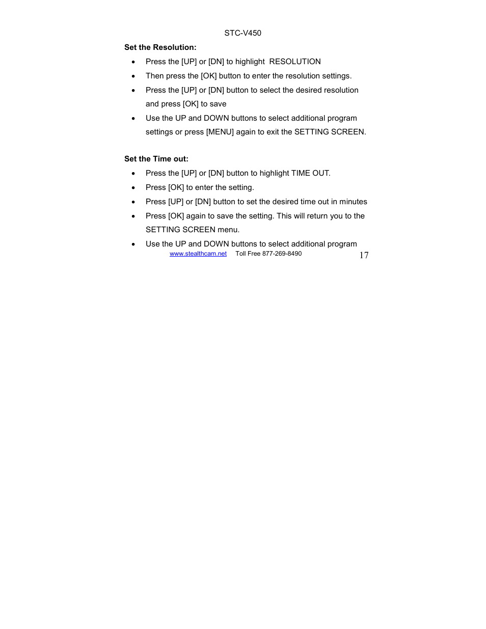 Stealth Cam STC-V450 User Manual | Page 17 / 42