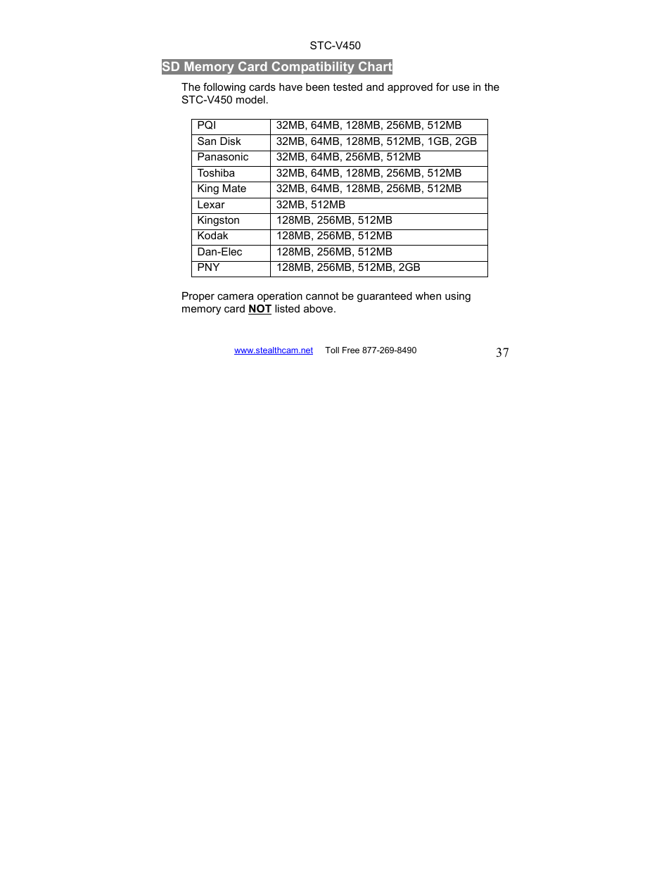 Stealth Cam STC-V450 User Manual | Page 37 / 42