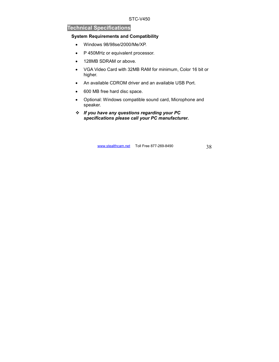 Stealth Cam STC-V450 User Manual | Page 38 / 42