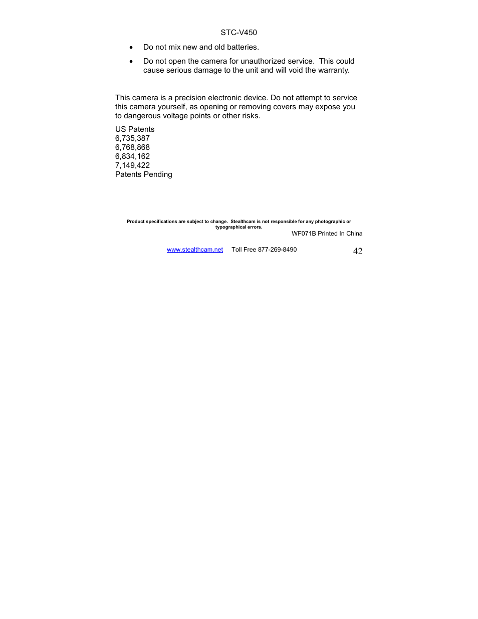 Stealth Cam STC-V450 User Manual | Page 42 / 42