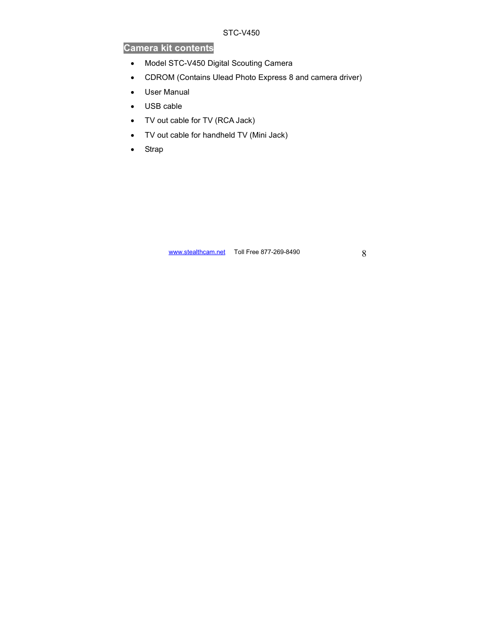 Stealth Cam STC-V450 User Manual | Page 8 / 42