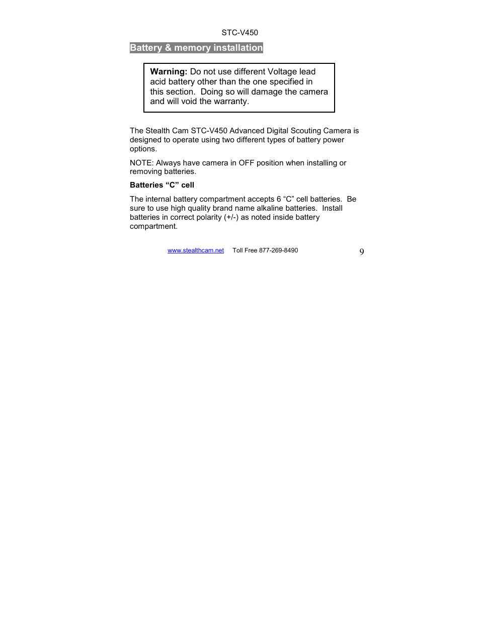 Stealth Cam STC-V450 User Manual | Page 9 / 42