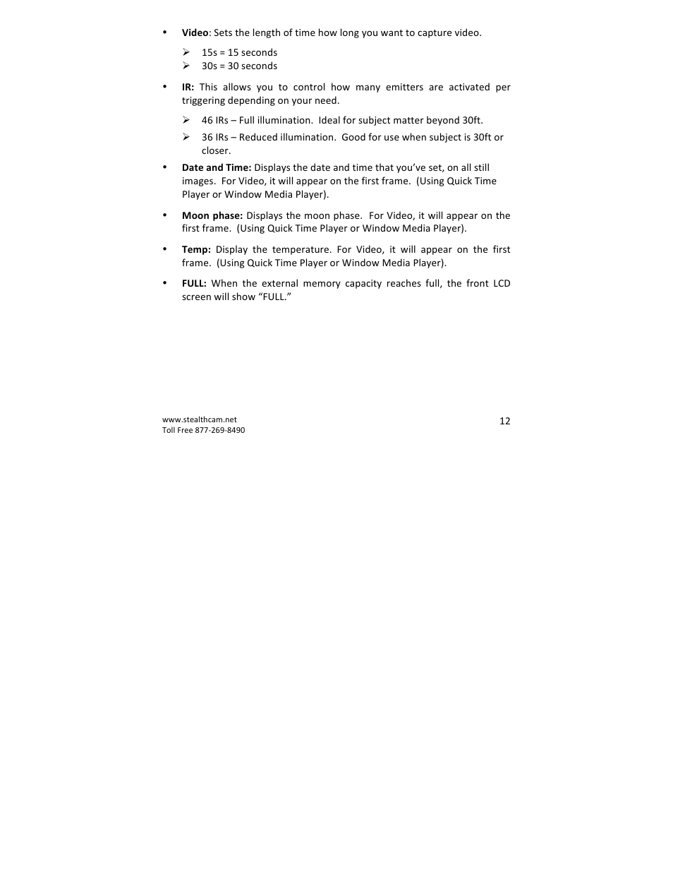 Stealth Cam STC-QX8 Delta 8 User Manual | Page 12 / 30