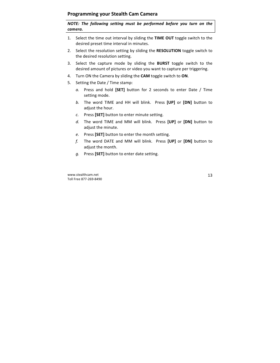 Stealth Cam STC-QX8 Delta 8 User Manual | Page 13 / 30