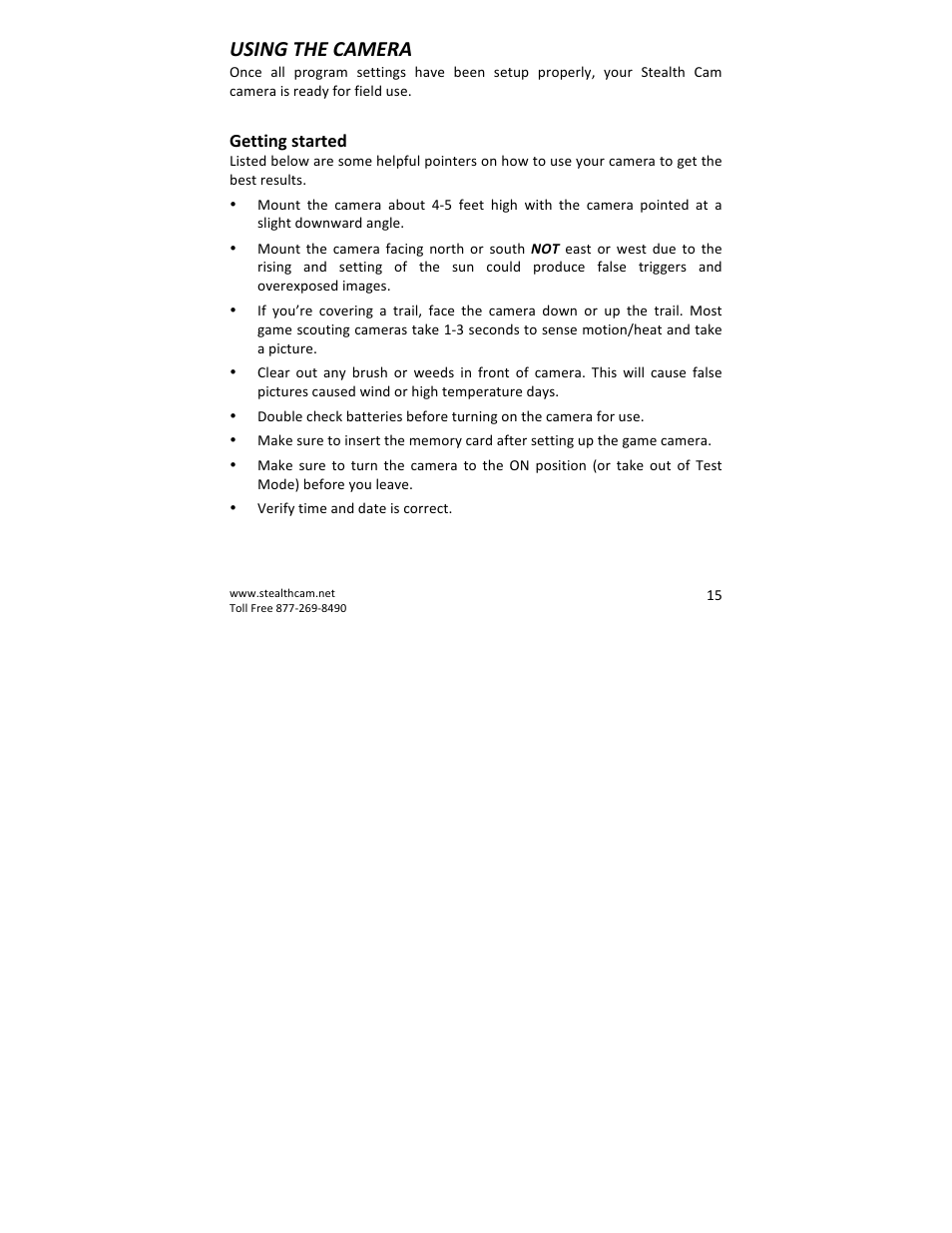 Using the camera | Stealth Cam STC-QX8 Delta 8 User Manual | Page 15 / 30