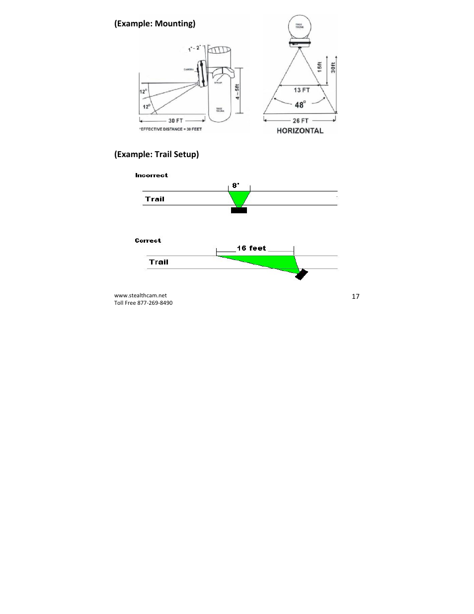 Example: mounting) (example: trail setup) | Stealth Cam STC-QX8 Delta 8 User Manual | Page 17 / 30