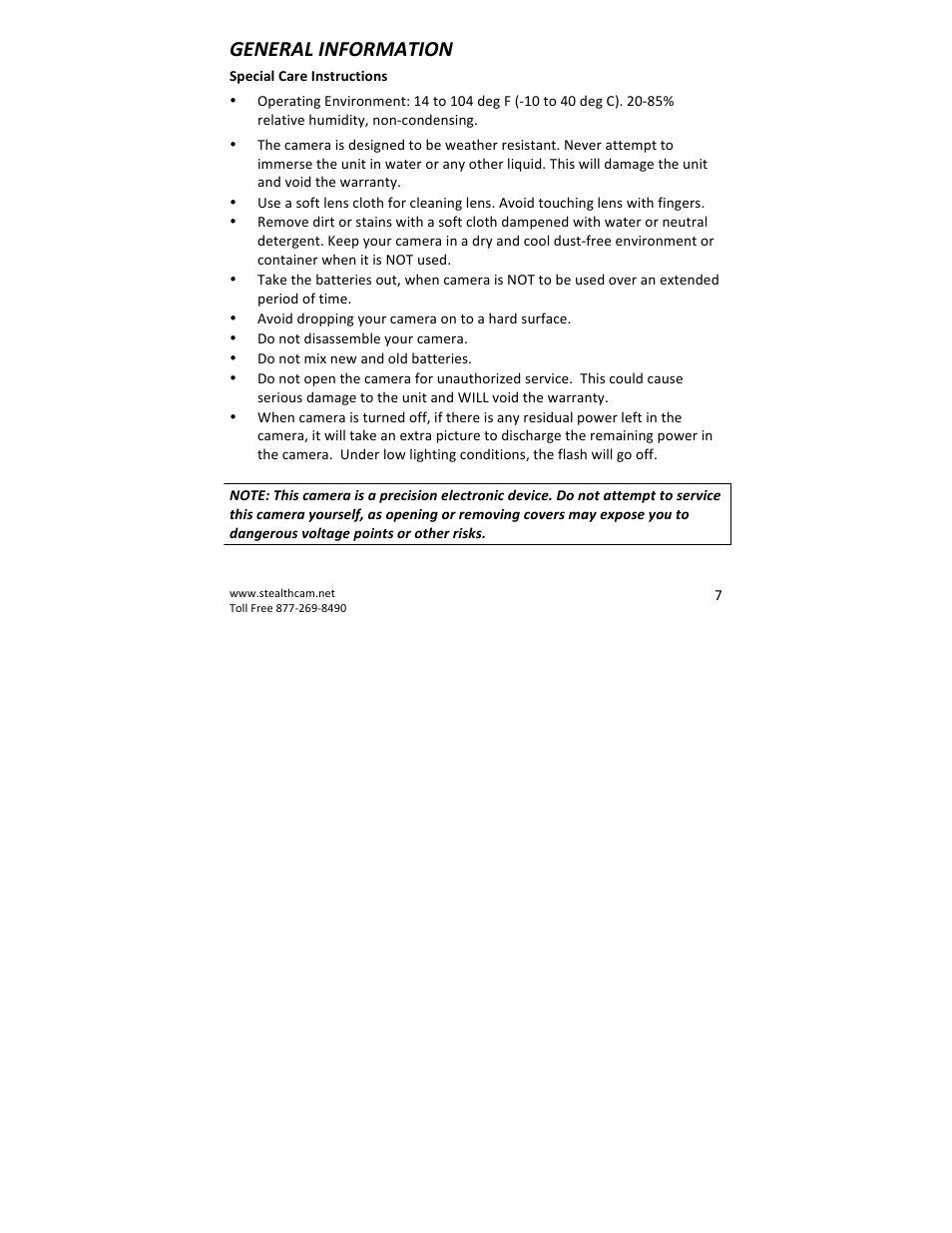 General information | Stealth Cam STC-QX8 Delta 8 User Manual | Page 7 / 30