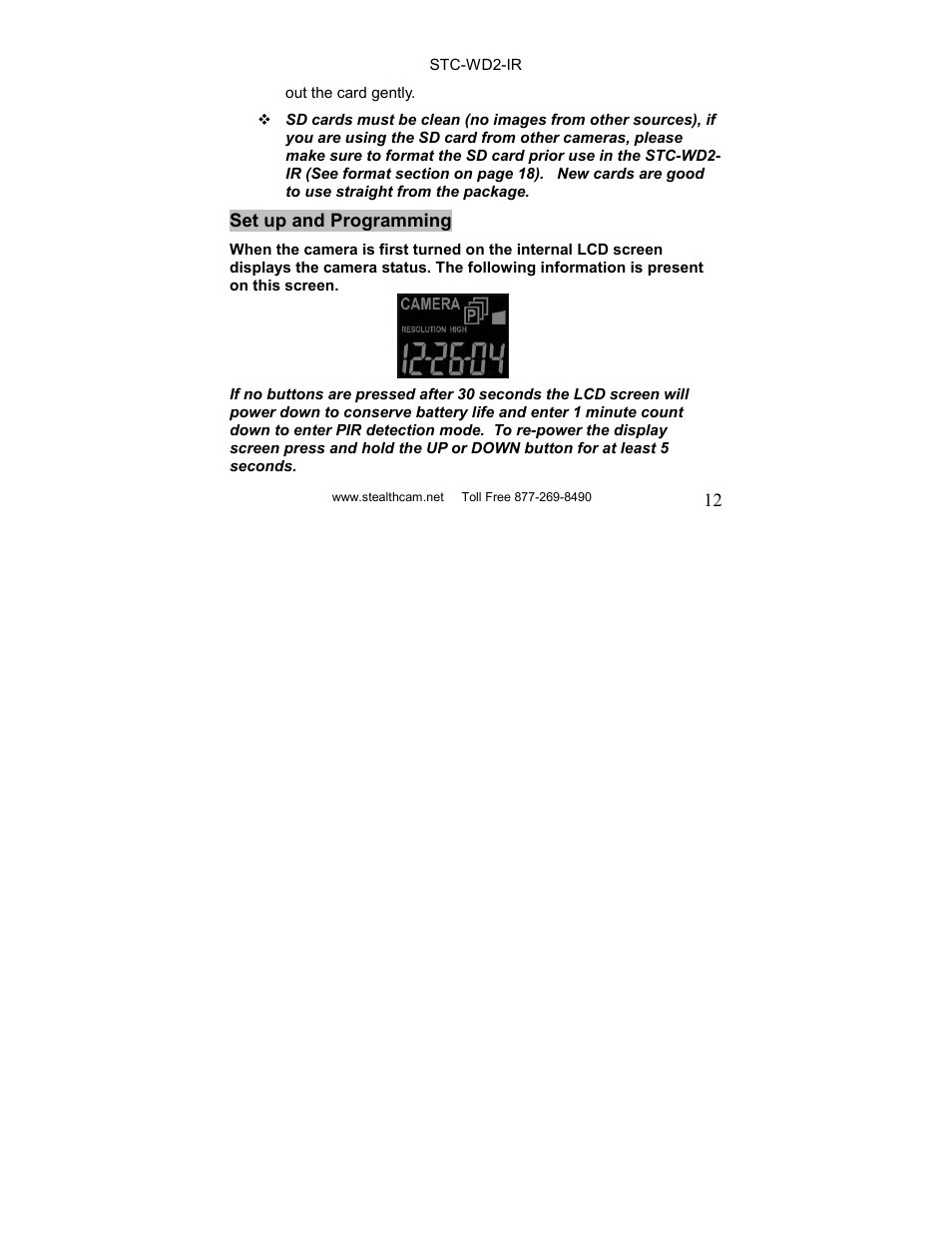 Stealth Cam STC-WD2IR I230IR User Manual | Page 12 / 41