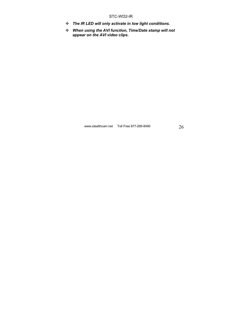 Stealth Cam STC-WD2IR I230IR User Manual | Page 26 / 41