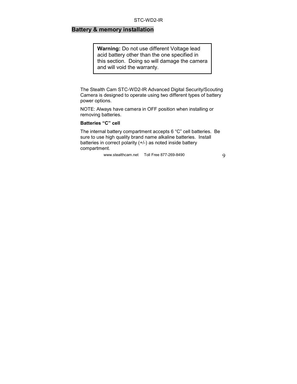 Stealth Cam STC-WD2IR I230IR User Manual | Page 9 / 41