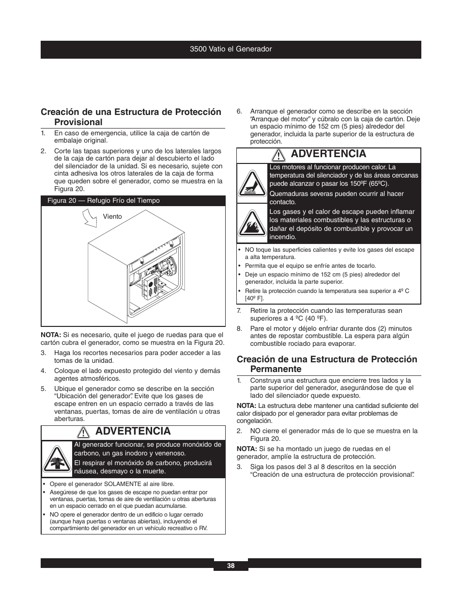 Advertencia | Briggs & Stratton 196382GS User Manual | Page 38 / 44