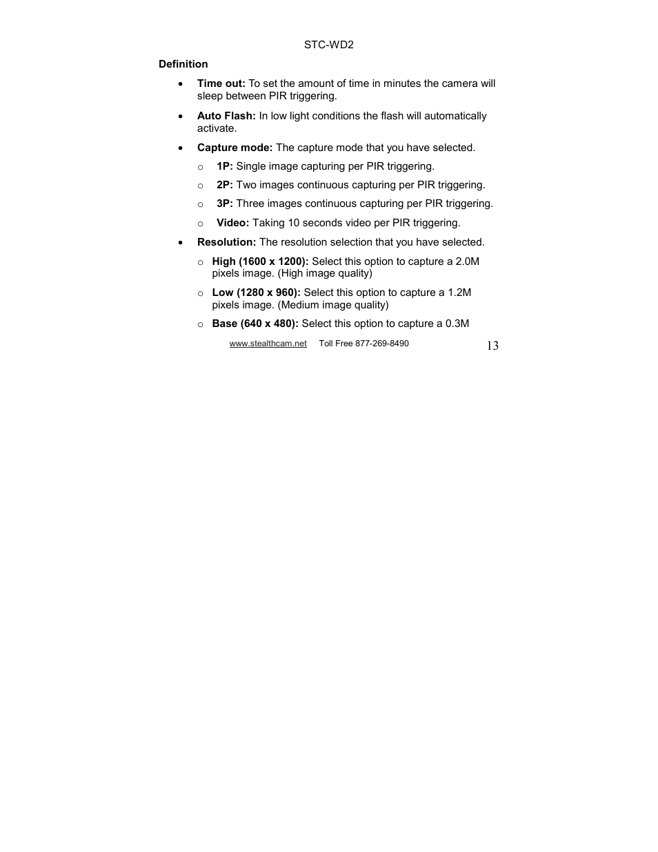 Stealth Cam STC-WD2 I230 User Manual | Page 13 / 40