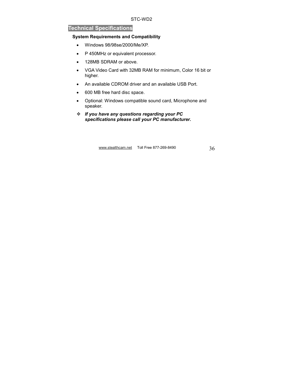 Stealth Cam STC-WD2 I230 User Manual | Page 36 / 40