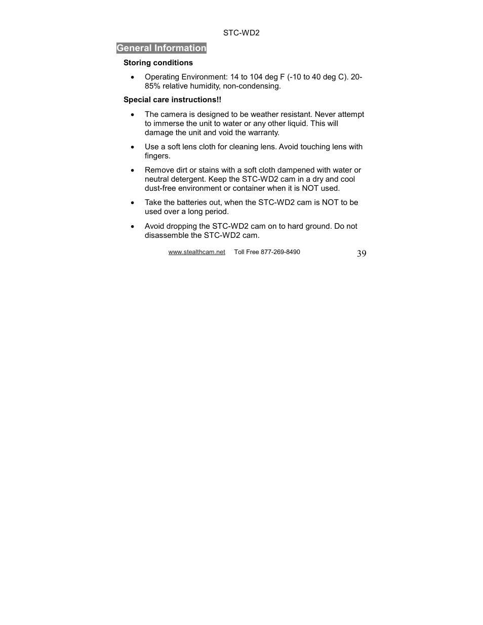 Stealth Cam STC-WD2 I230 User Manual | Page 39 / 40