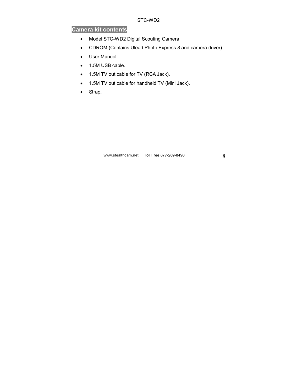 Stealth Cam STC-WD2 I230 User Manual | Page 8 / 40