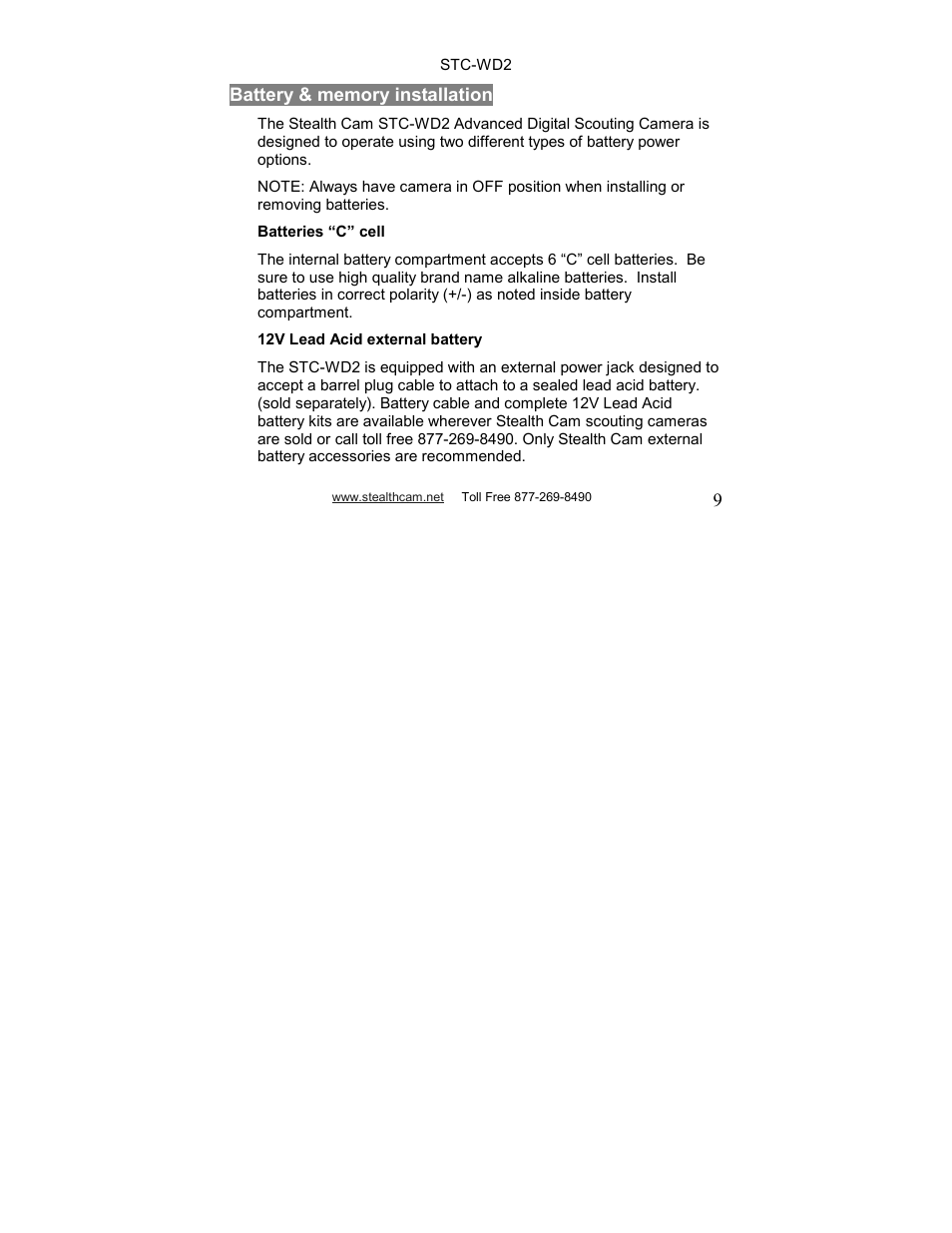 Stealth Cam STC-WD2 I230 User Manual | Page 9 / 40