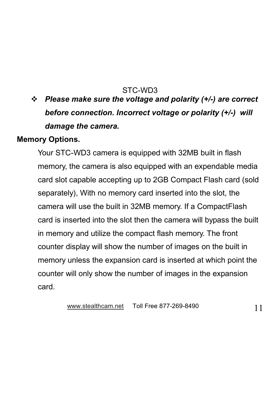 Stealth Cam STC-WD3 I330 User Manual | Page 11 / 47
