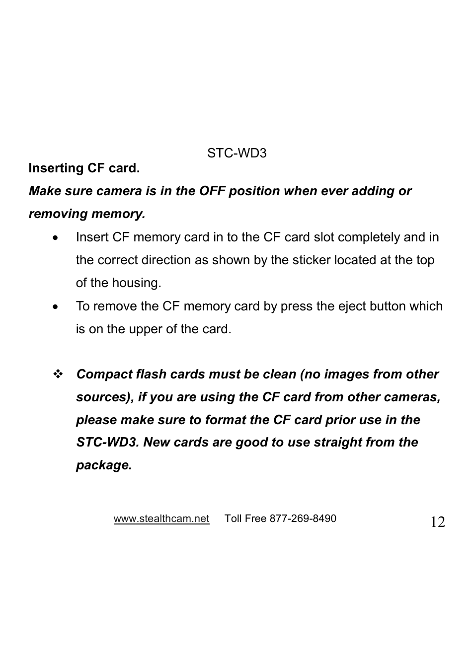 Stealth Cam STC-WD3 I330 User Manual | Page 12 / 47
