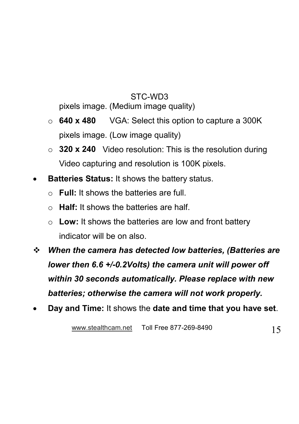 Stealth Cam STC-WD3 I330 User Manual | Page 15 / 47
