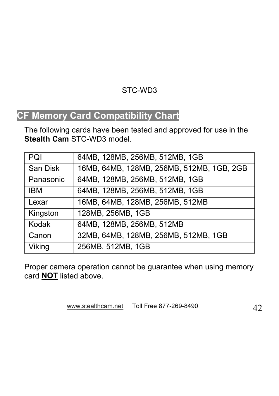 Stealth Cam STC-WD3 I330 User Manual | Page 42 / 47