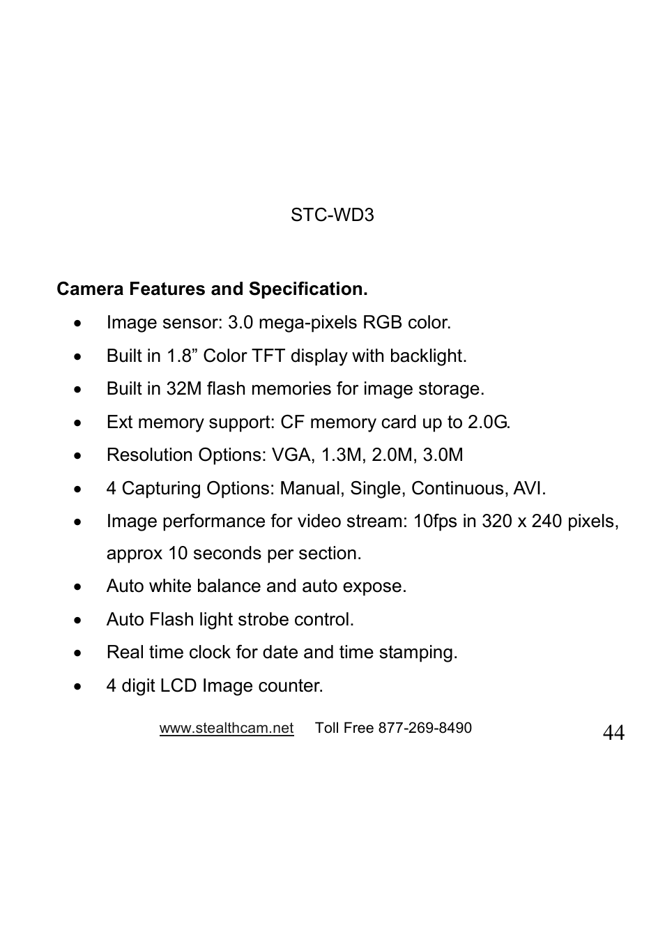 Stealth Cam STC-WD3 I330 User Manual | Page 44 / 47
