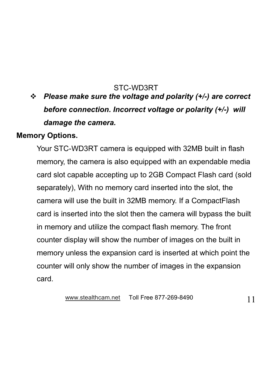 Stealth Cam STC-WD3RT I330RT User Manual | Page 11 / 47