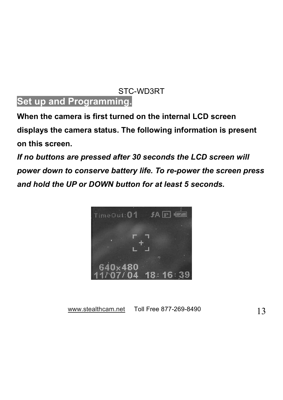 13 set up and programming | Stealth Cam STC-WD3RT I330RT User Manual | Page 13 / 47