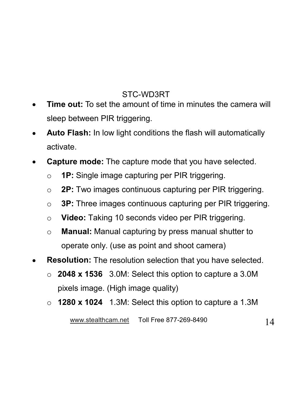 Stealth Cam STC-WD3RT I330RT User Manual | Page 14 / 47