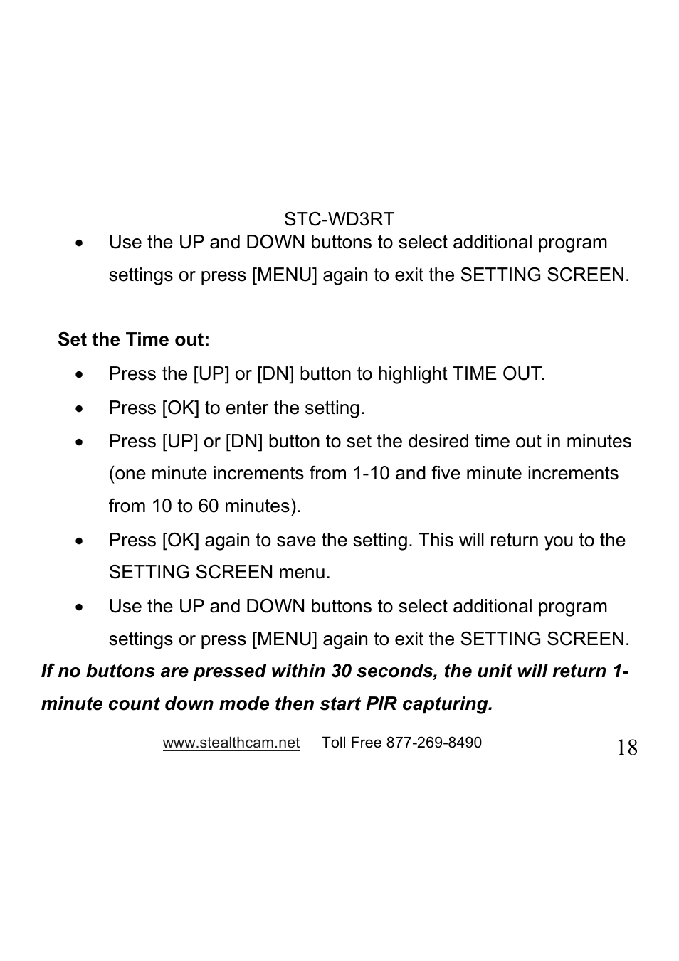 Stealth Cam STC-WD3RT I330RT User Manual | Page 18 / 47