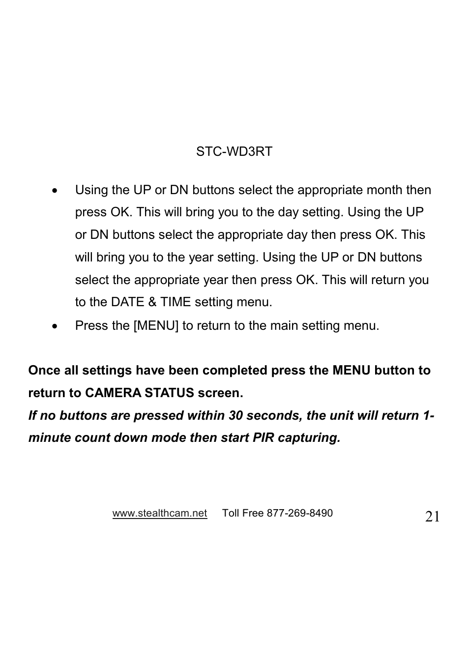 Stealth Cam STC-WD3RT I330RT User Manual | Page 21 / 47