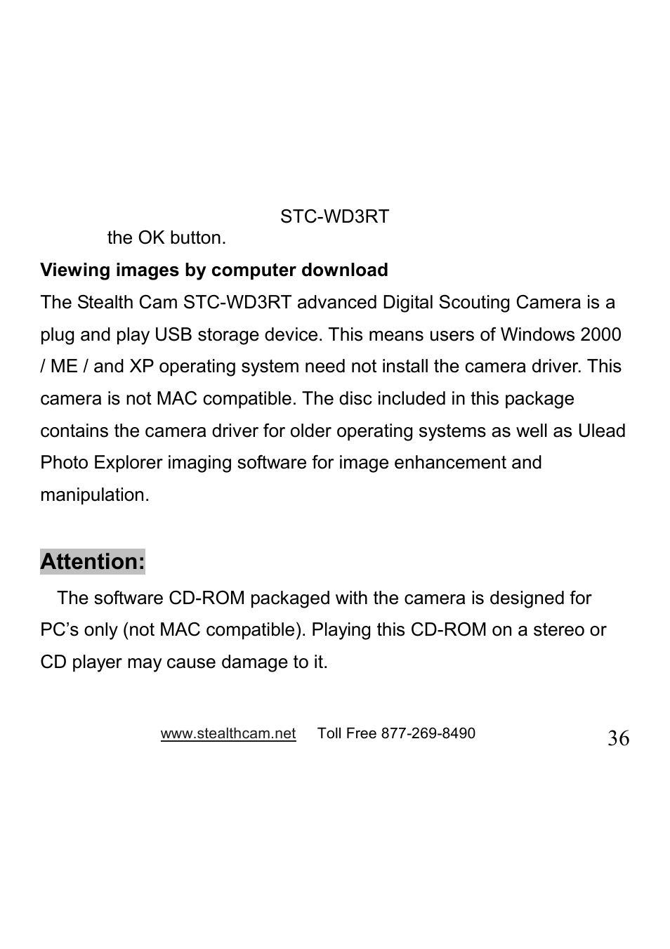 Attention | Stealth Cam STC-WD3RT I330RT User Manual | Page 36 / 47