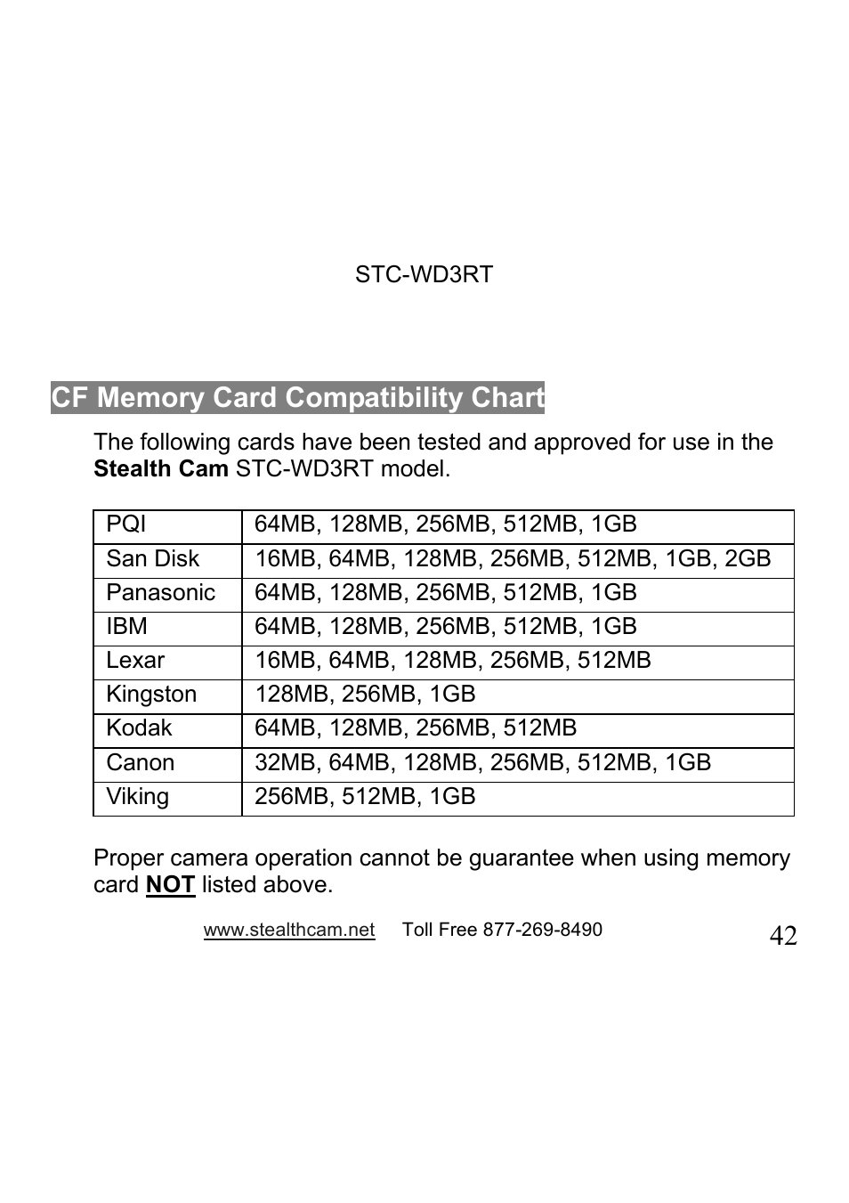 Stealth Cam STC-WD3RT I330RT User Manual | Page 42 / 47