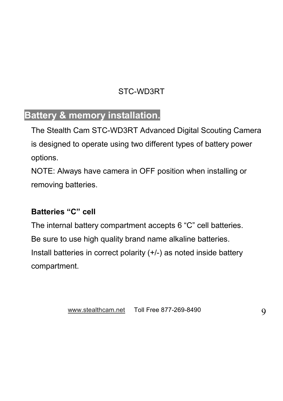 Stealth Cam STC-WD3RT I330RT User Manual | Page 9 / 47