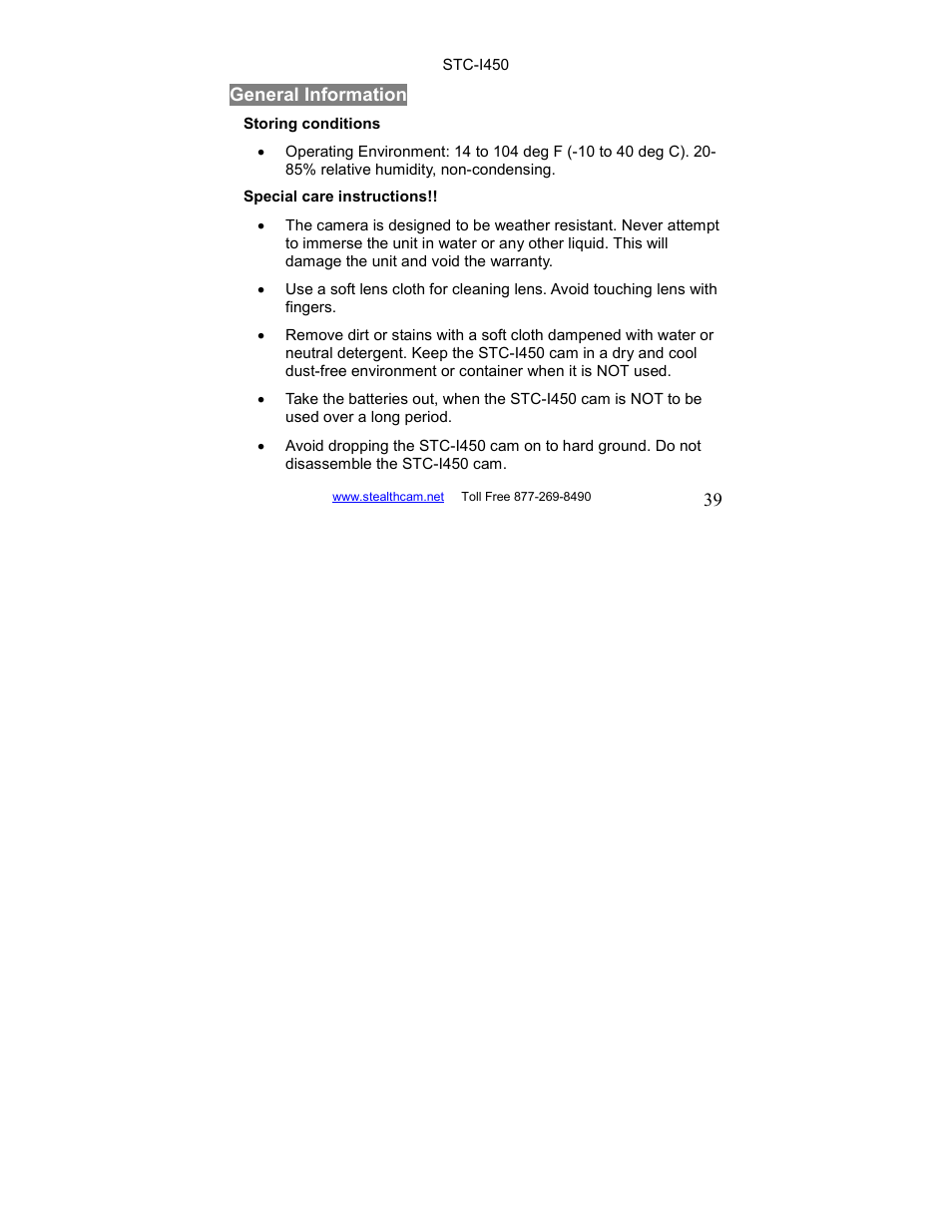 Stealth Cam STC-I450 User Manual | Page 39 / 40