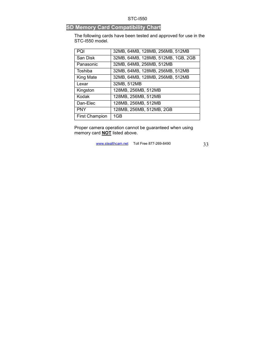 Stealth Cam STC-I550 User Manual | Page 33 / 39