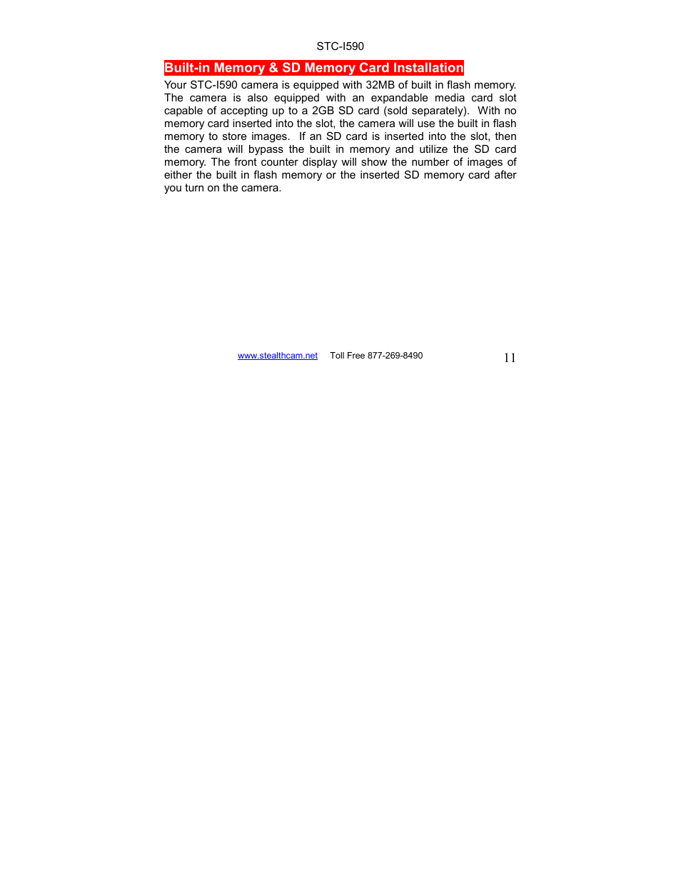 Stealth Cam STC-I590 User Manual | Page 11 / 44