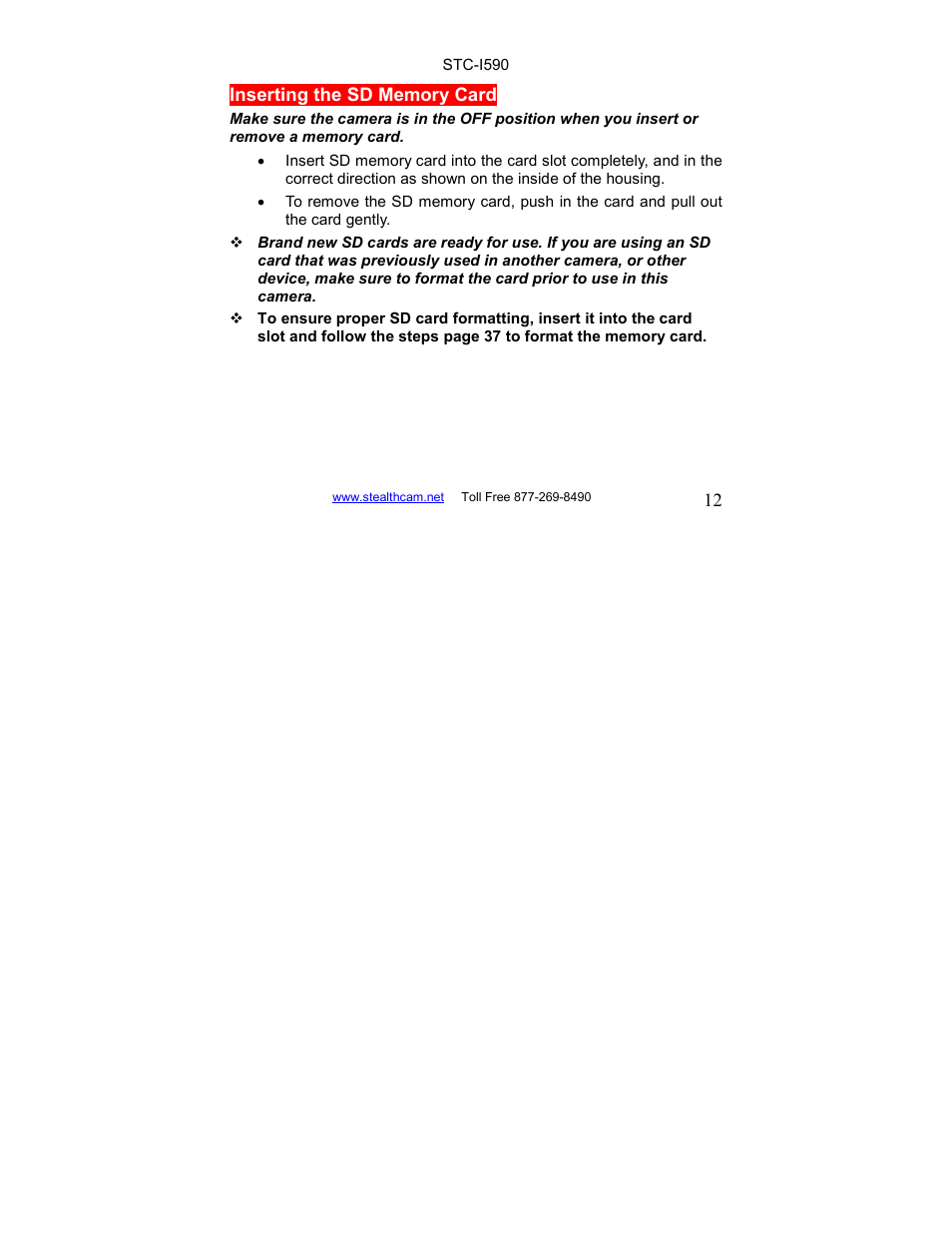 Stealth Cam STC-I590 User Manual | Page 12 / 44