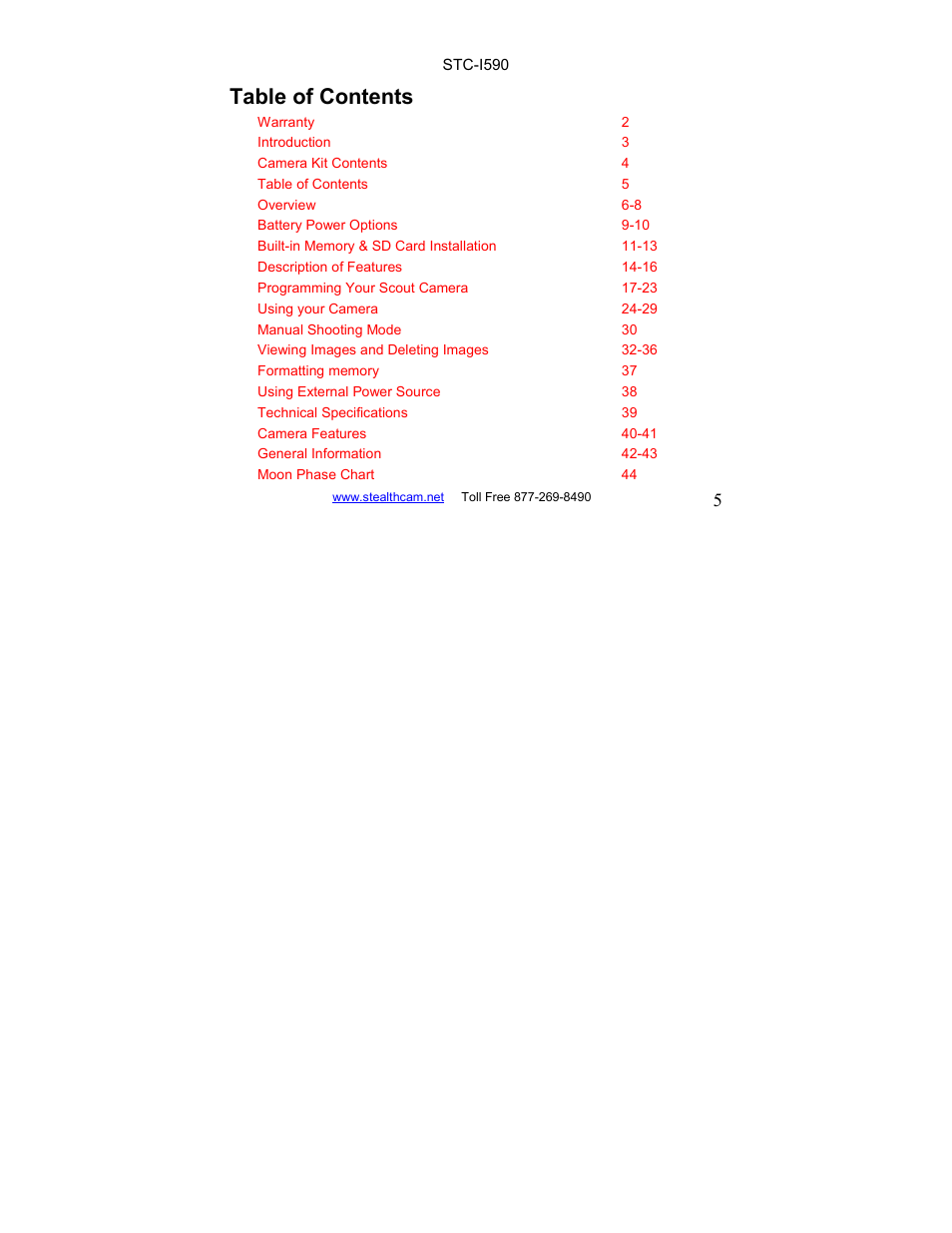 Stealth Cam STC-I590 User Manual | Page 5 / 44