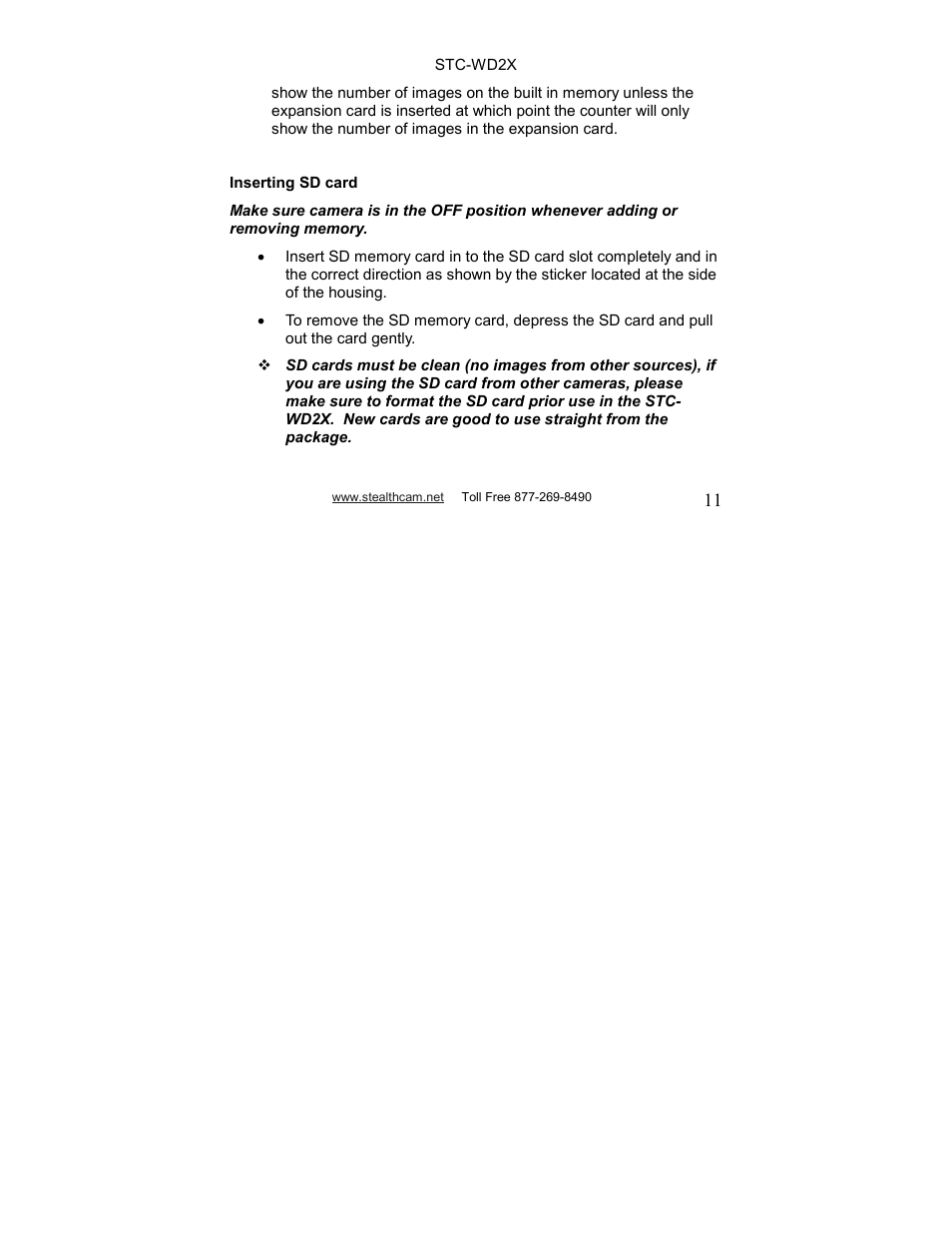 Stealth Cam STC-WD2X V230 User Manual | Page 11 / 42