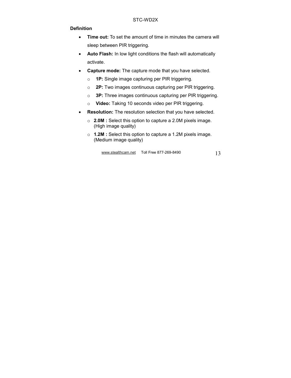 Stealth Cam STC-WD2X V230 User Manual | Page 13 / 42