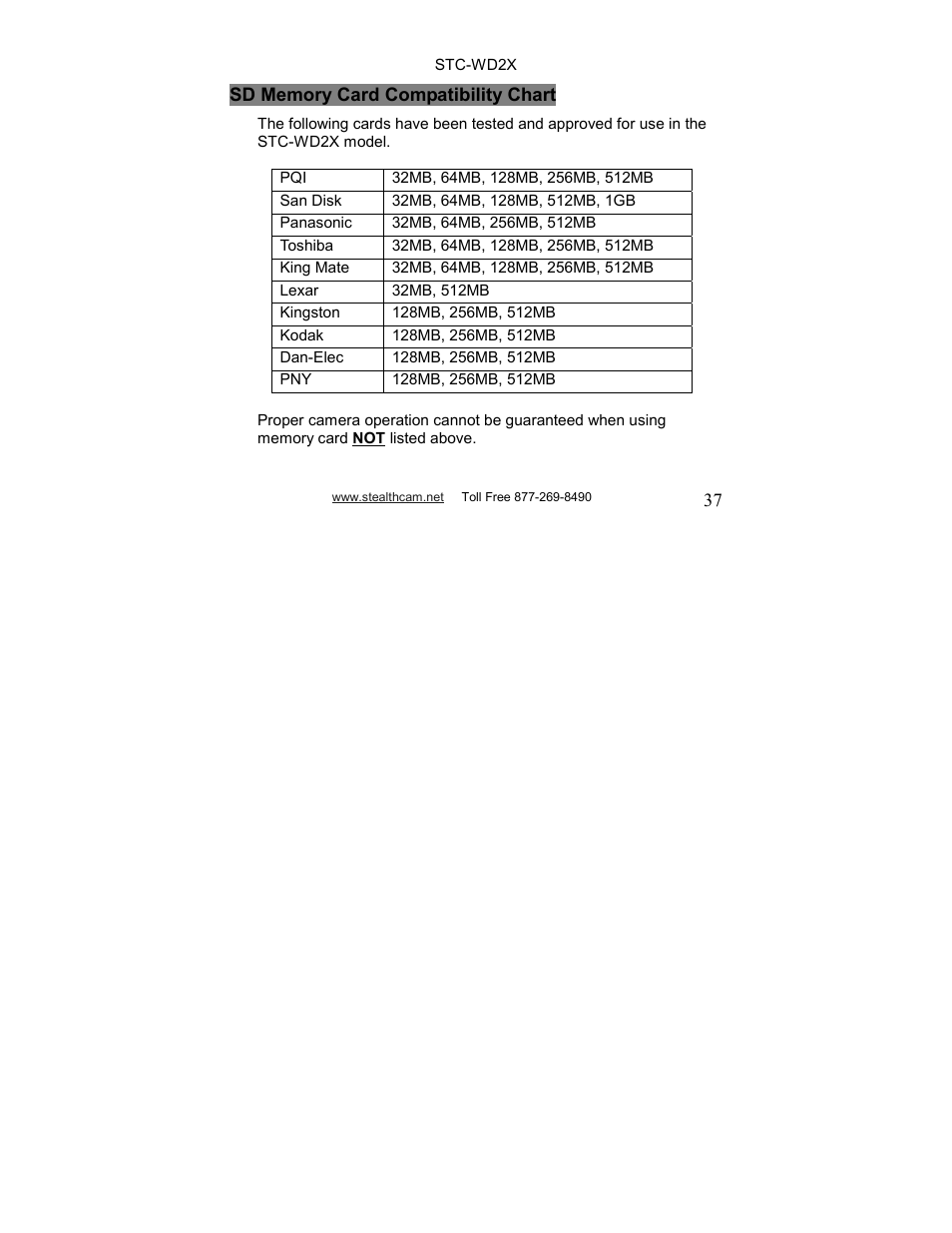 Stealth Cam STC-WD2X V230 User Manual | Page 37 / 42