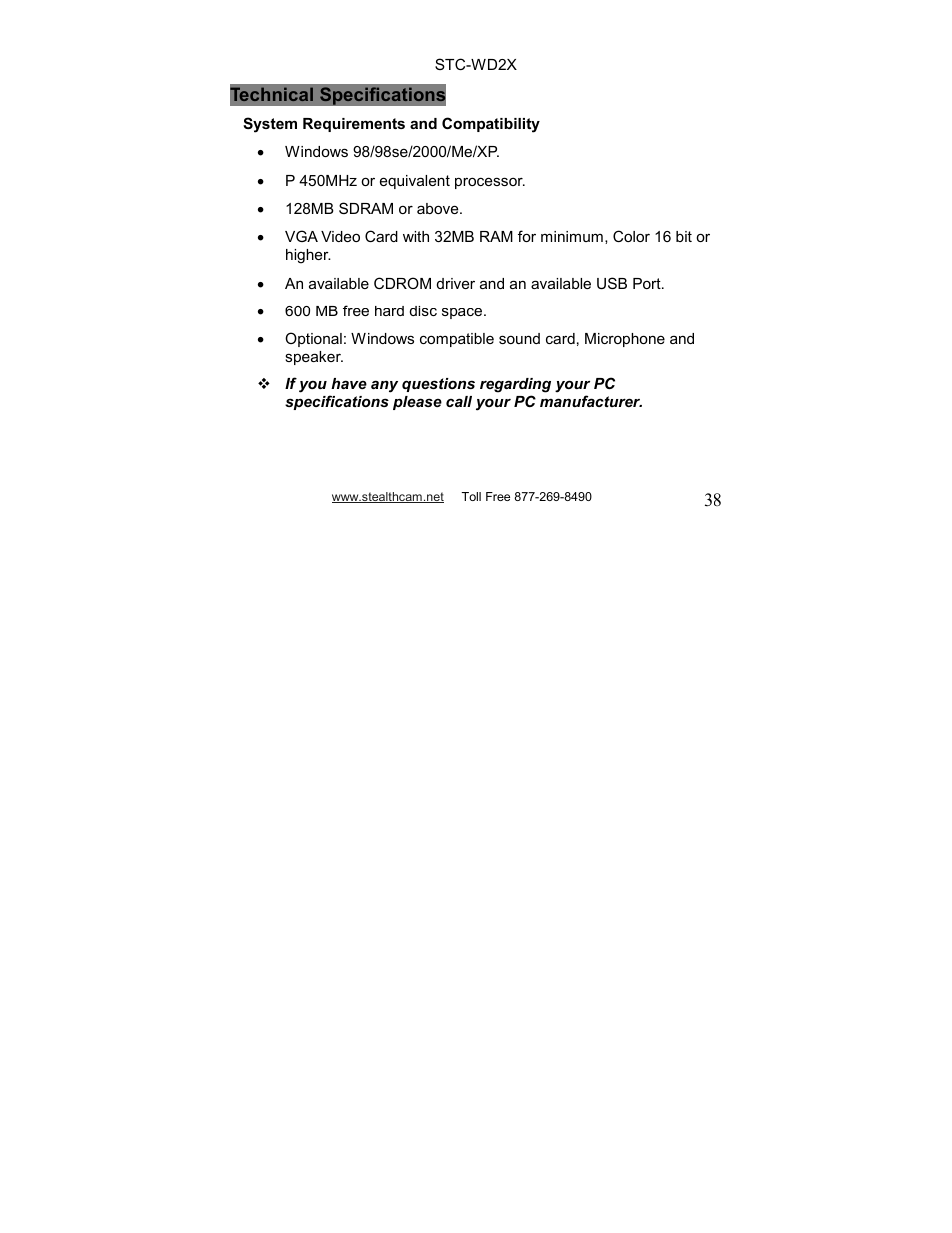 Stealth Cam STC-WD2X V230 User Manual | Page 38 / 42
