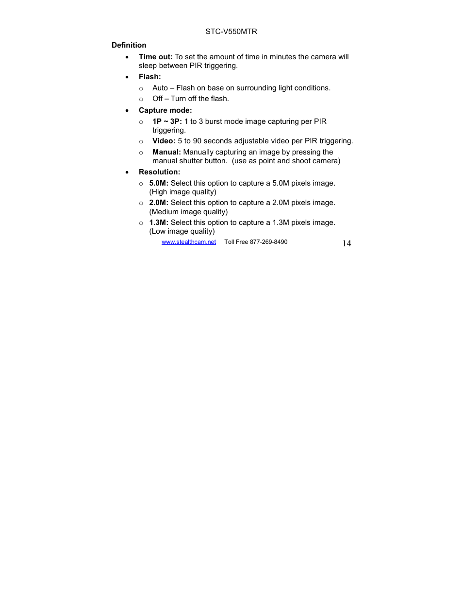 Stealth Cam STC-V550MTR User Manual | Page 14 / 44