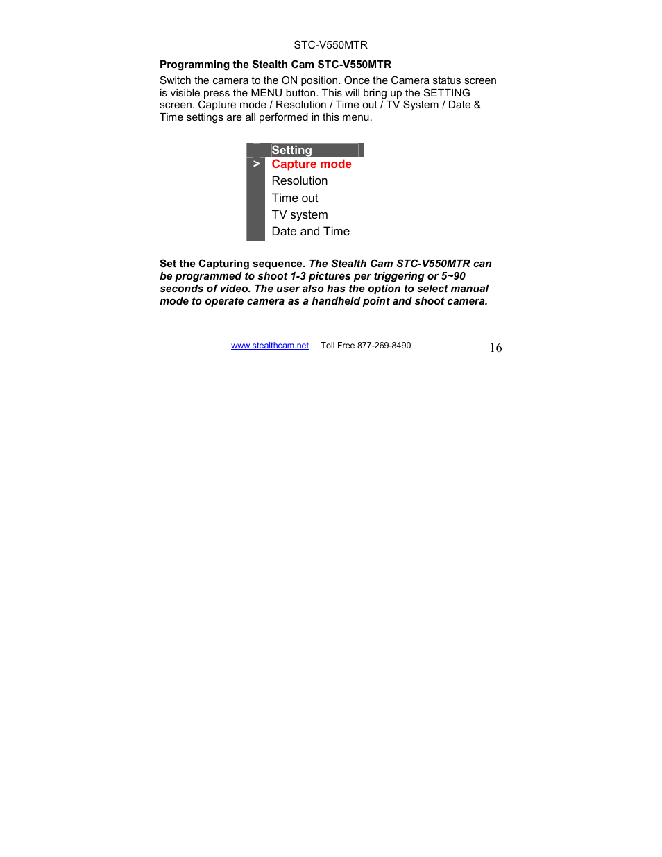 Stealth Cam STC-V550MTR User Manual | Page 16 / 44