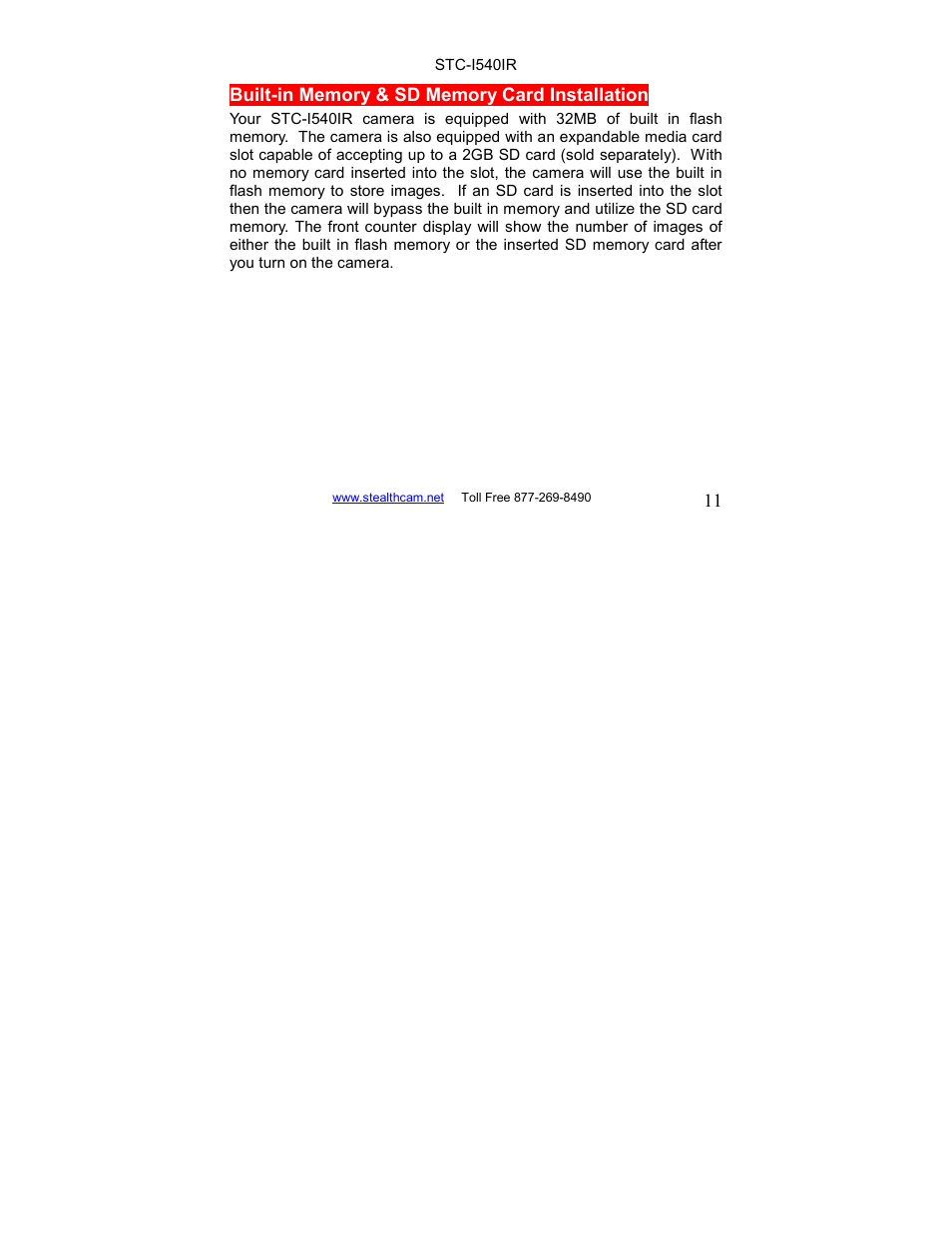 Stealth Cam STC-I540IR User Manual | Page 11 / 44
