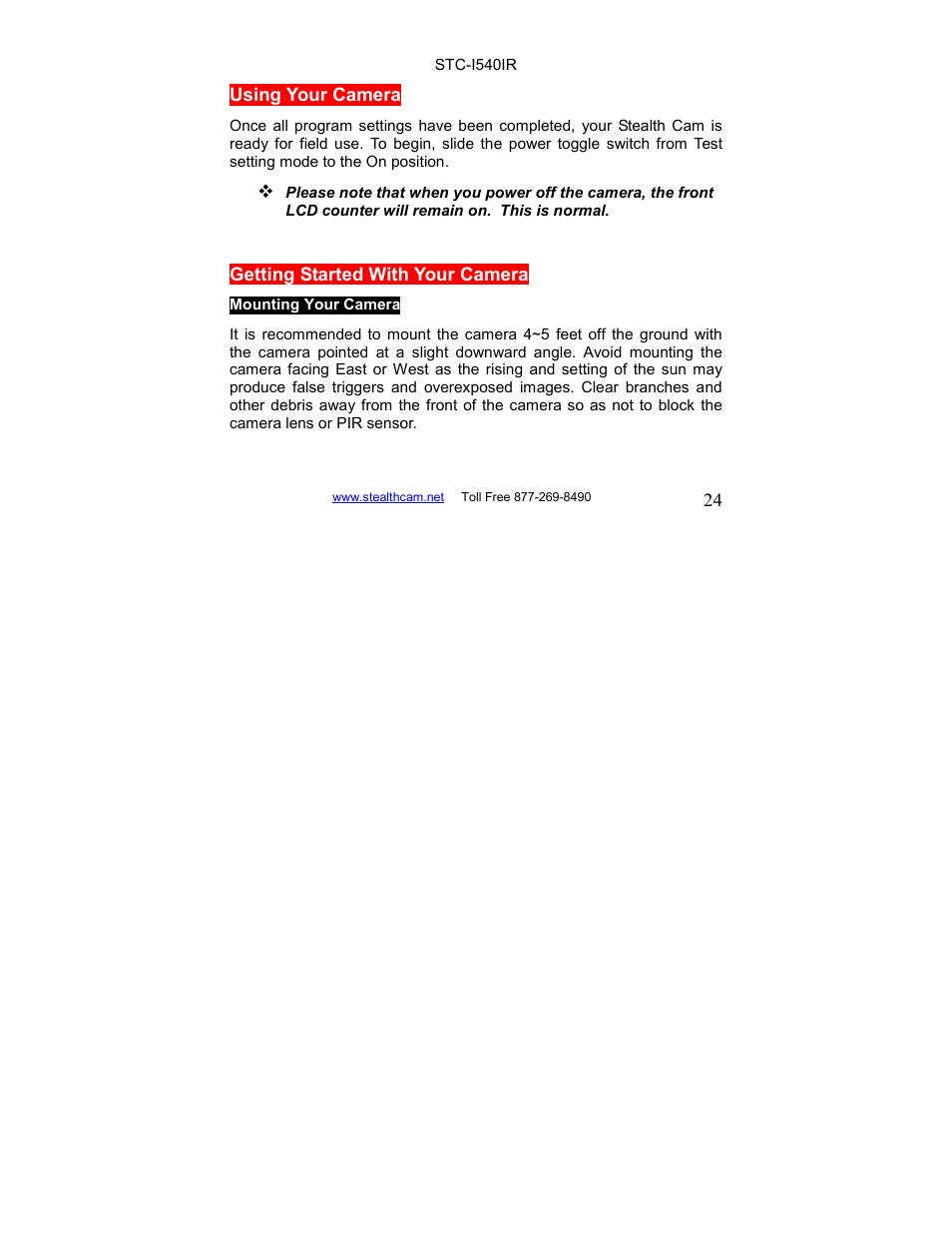 Stealth Cam STC-I540IR User Manual | Page 24 / 44