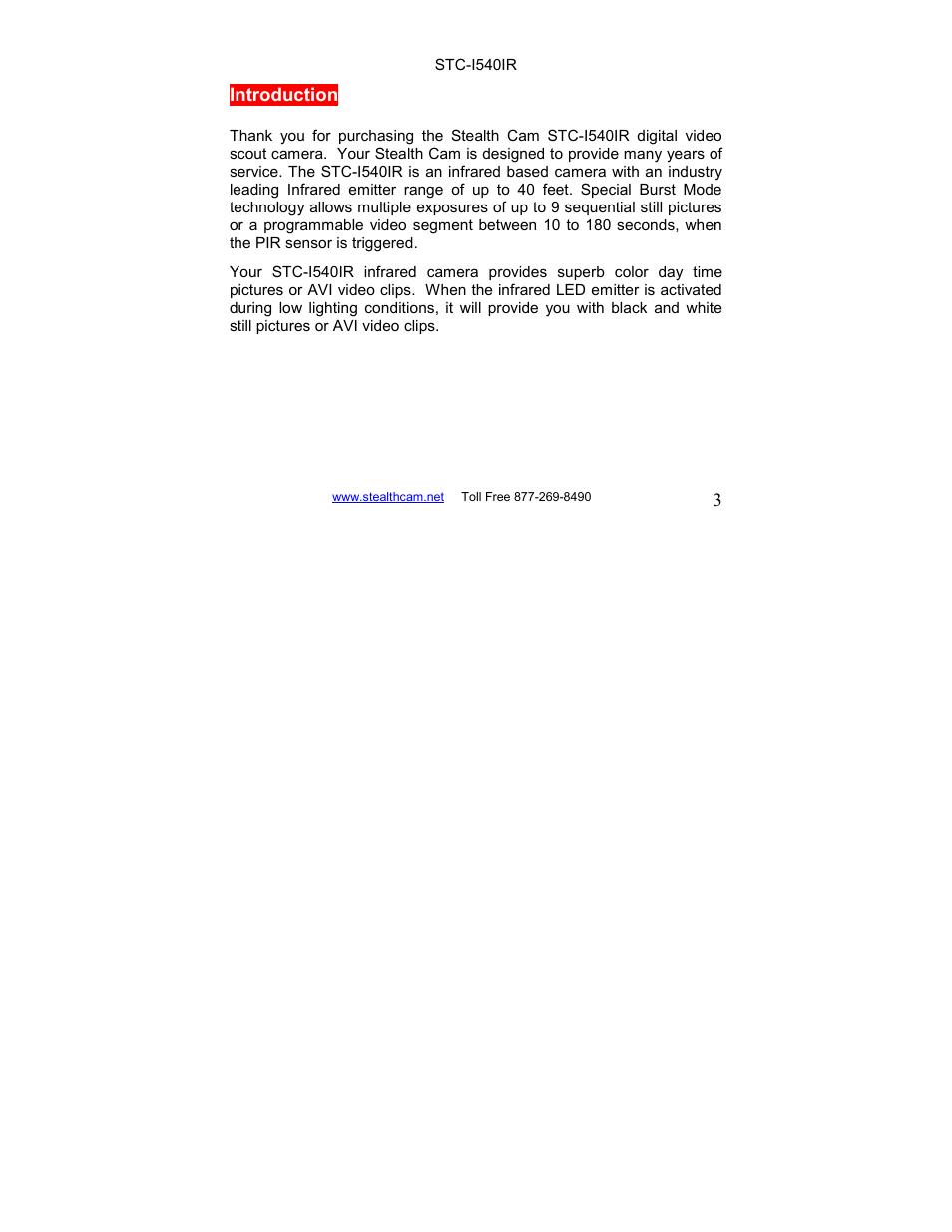 Stealth Cam STC-I540IR User Manual | Page 3 / 44