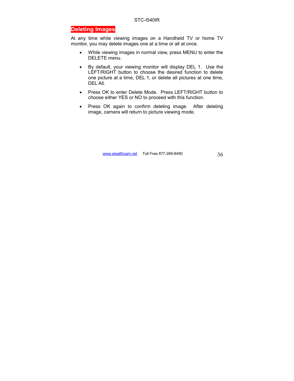 Stealth Cam STC-I540IR User Manual | Page 36 / 44