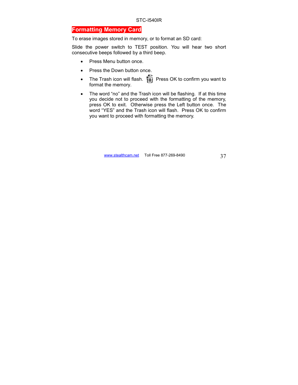 Stealth Cam STC-I540IR User Manual | Page 37 / 44