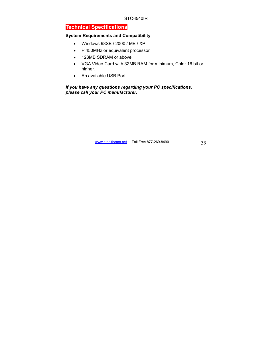 Stealth Cam STC-I540IR User Manual | Page 39 / 44